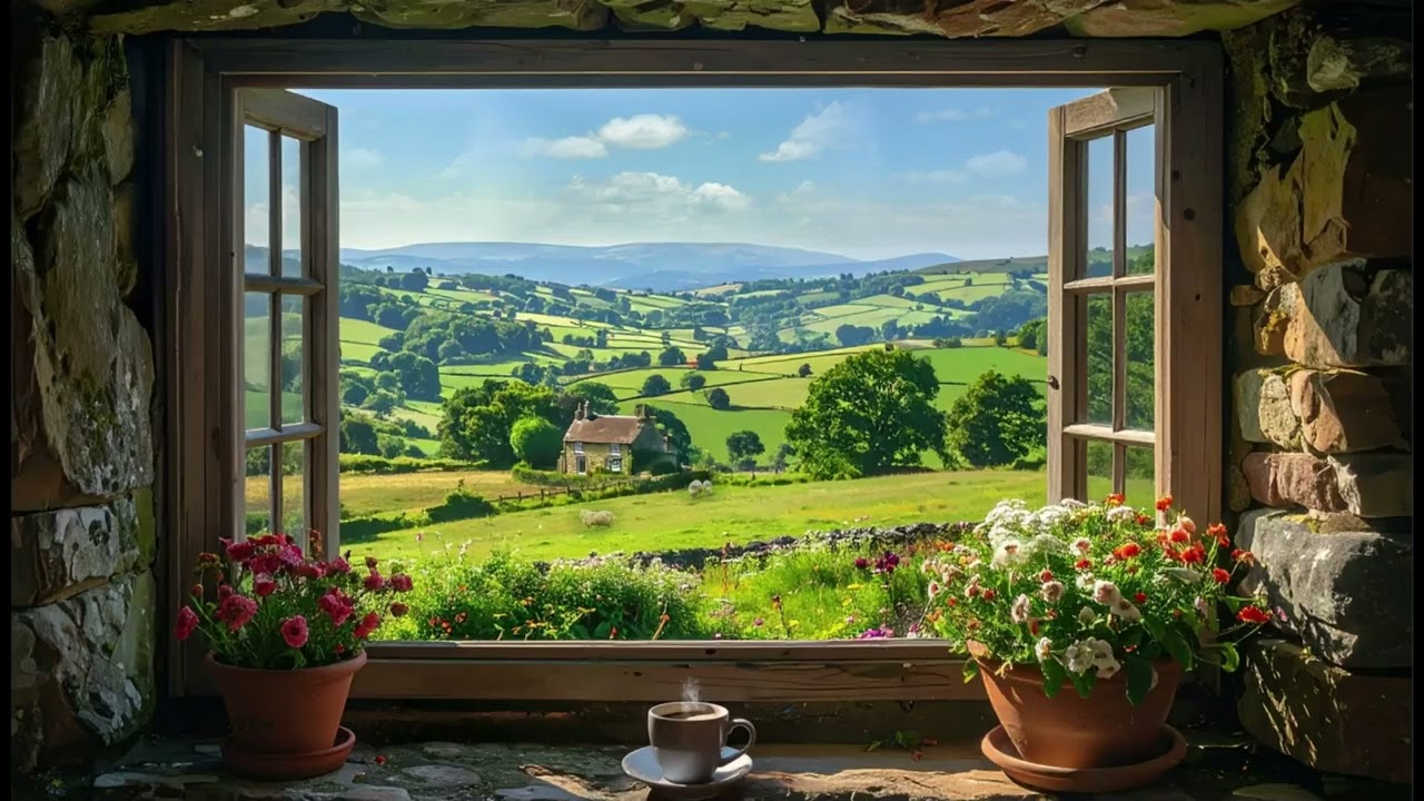 Spring Countryside Window Ambience / Sounds of the Country / Birds Singing / Clouds / Relaxing ASMR