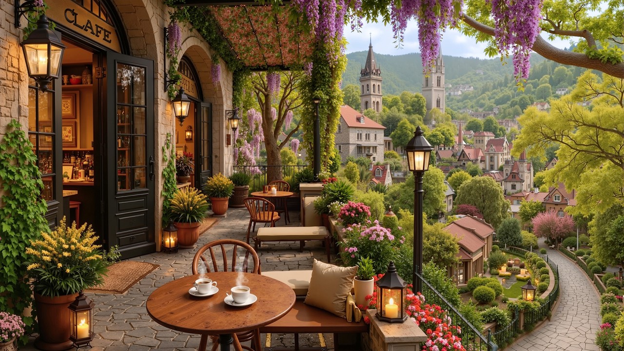 Gentle Morning Vibes 🌿 Porch Coffee Shop Ambience & Soft Piano Jazz for a Peaceful Day