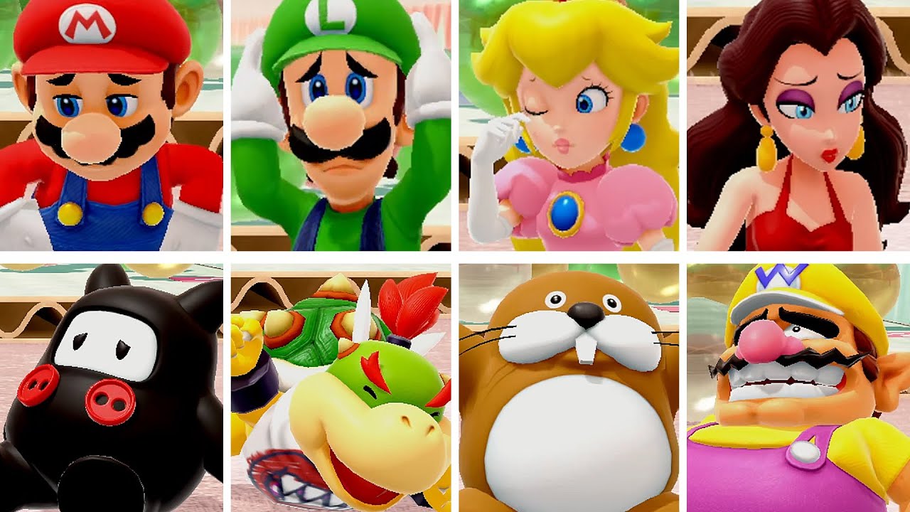 Super Mario Party Jamboree - All Character Losing Animations (HD)