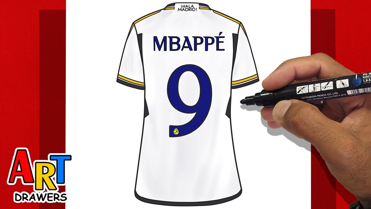 How To Draw MBAPP&Eacute; Real Madrid - Champions League UEFA⚽ - LOGO ( Shirt 9 )
