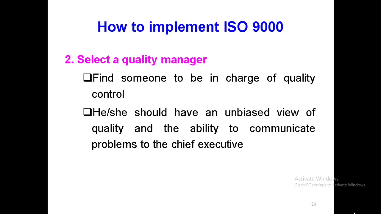 ISO 9000 implementation steps
