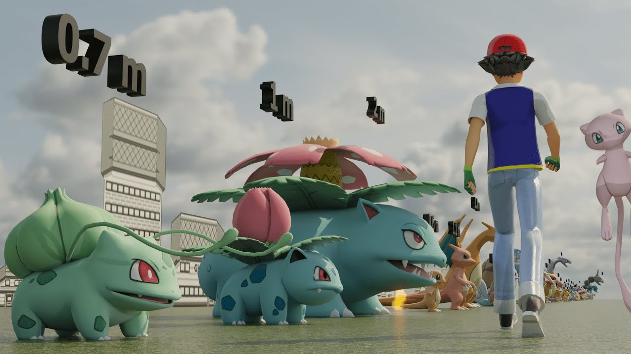 Pokemon Red & Green Size Comparison [ Gen 1st Blue & Yellow ]
