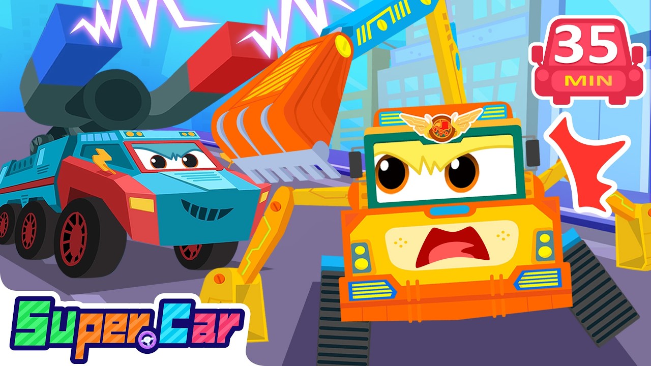 Super Magnet Car vs. Excavator 🧲 | Dig & Pull Quests | Rescue Cartoons & Kids Cartoons | SuperCar