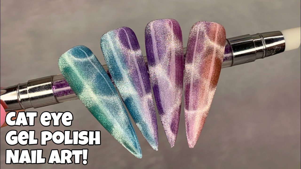Rainbow Cat Eye Gel Polish Nail Art | Modelones