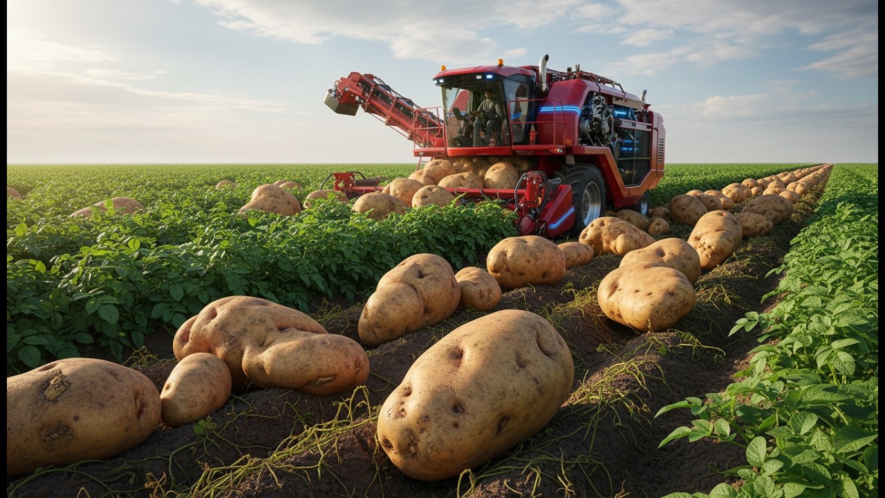 Precision Potato Farming: Planting to Harvest with the Model T-9000 Deep Red Harvester