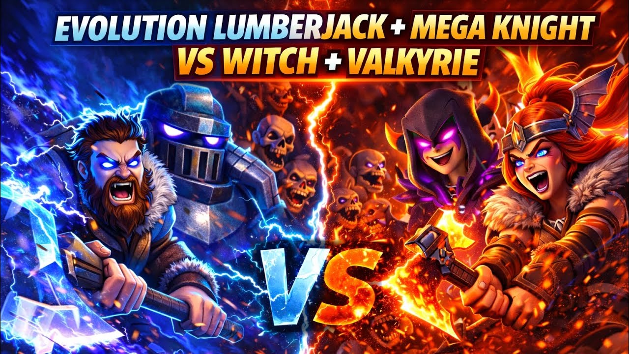 🤯EVOLUTION LUMBERJACK 😡 + MEGA KNIGHT 💥 VS EVOLUTION WITCH 🧙‍♀️ + VALKYRIE ⚔️ | PURE CHAOS