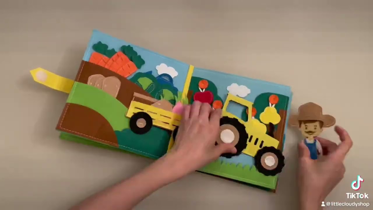 Farm quiet book, handmade felt book, busy book for 2-5 year old
