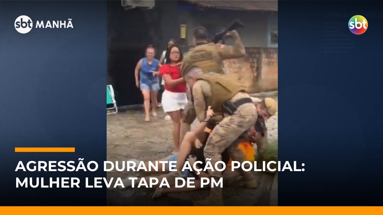 PM agride mulher imobilizada durante ocorr&ecirc;ncia | #SBTManh&atilde;