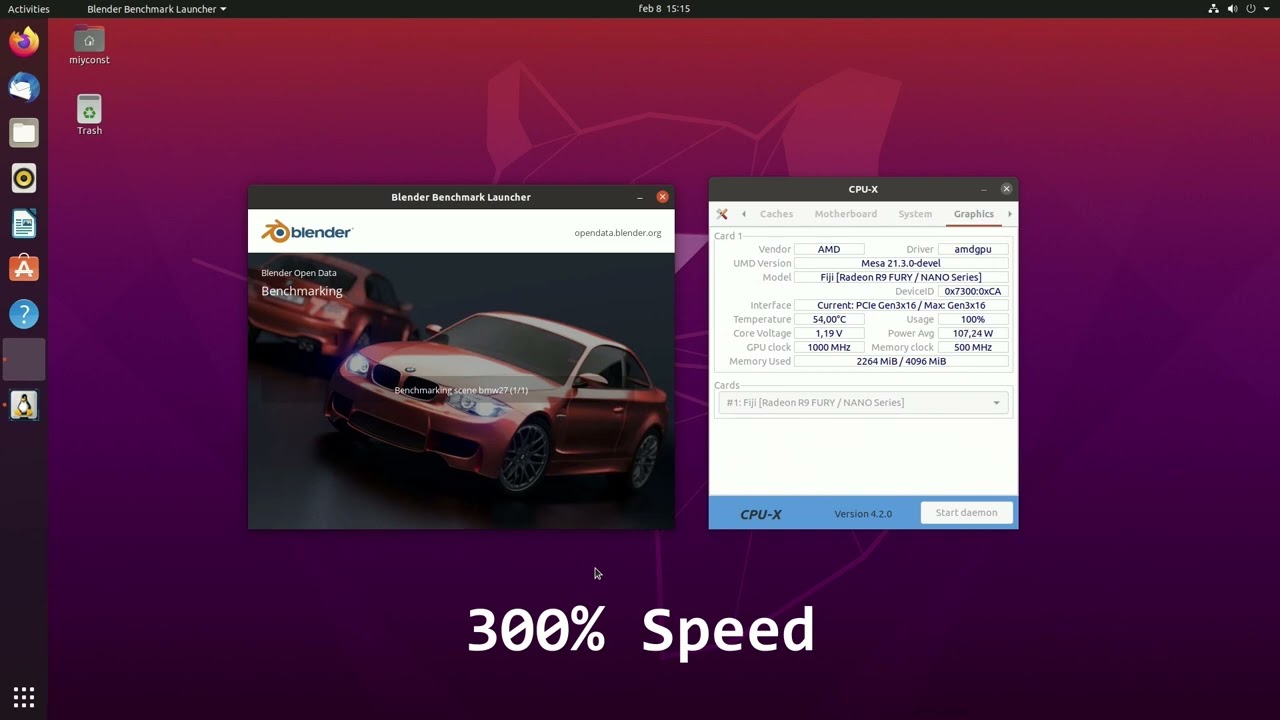 AMD Radeon Instinct MI8 - Blender BMW Test on Ubuntu 20.04.3