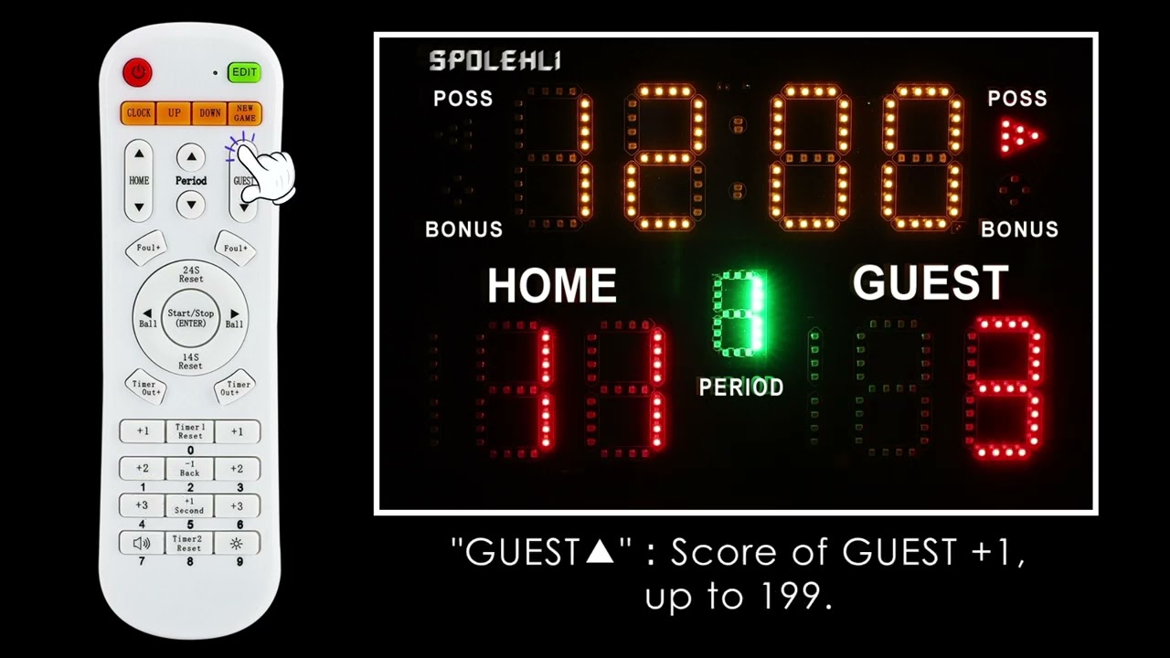 Spolehli 11 Digits Battery Powered Scoreboard Standard Score Mode