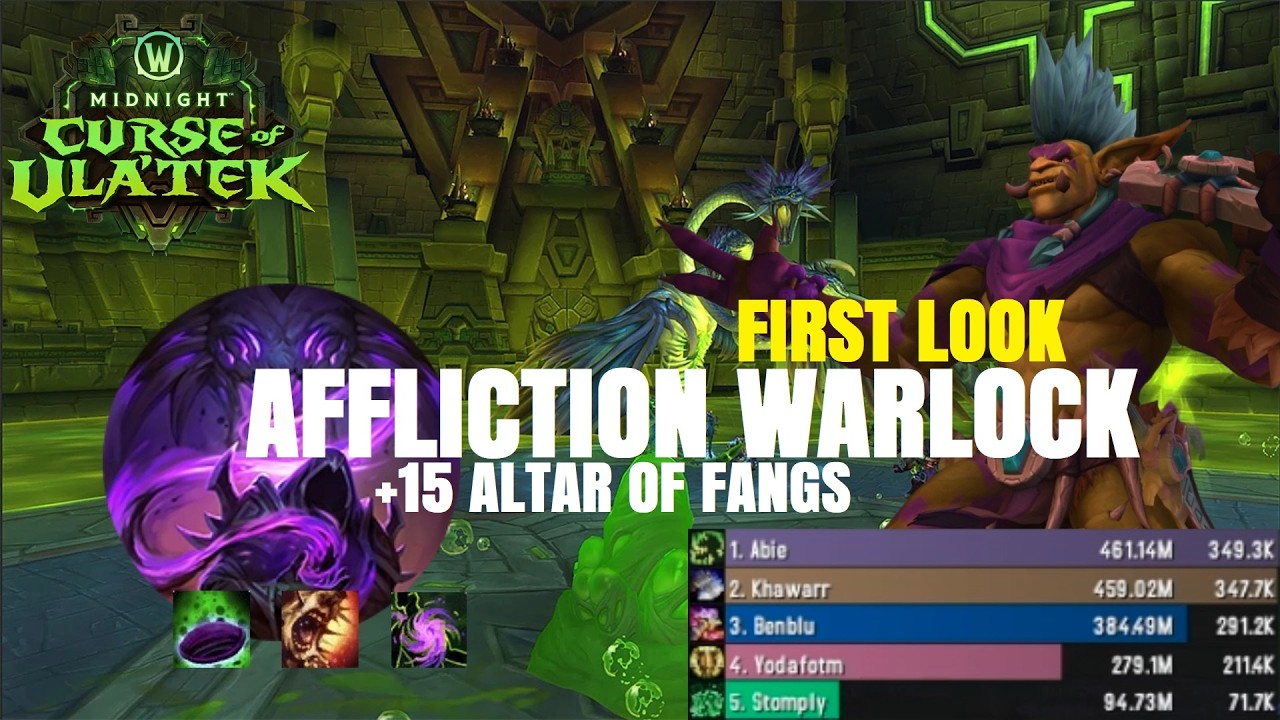 Altar of Fangs +15 | Midnight PTR 12.1 Affliction Warlock | Gameplay & Tier Set Look with @YoDaEZ
