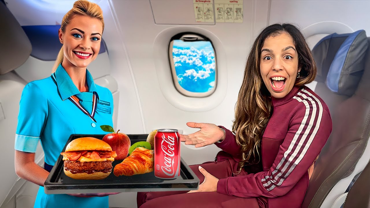 UM DIA INTEIRO COMENDO COMIDA DE AVIÃO!