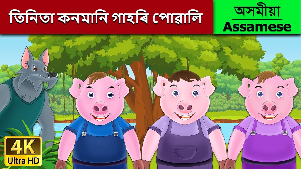 তিনিতা কনমানি গাহৰি পোৱালি | Three Little Pigs in Assamese | Assamese Story | Assamese Fairy Tales
