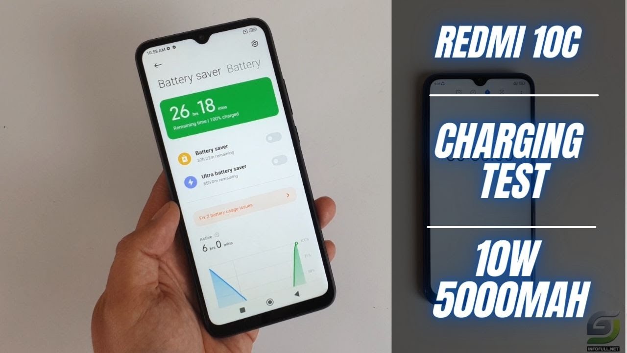 Xiaomi Redmi 10C Battery Charging test 0% to 100% | 10W Charger 5000 mAh
