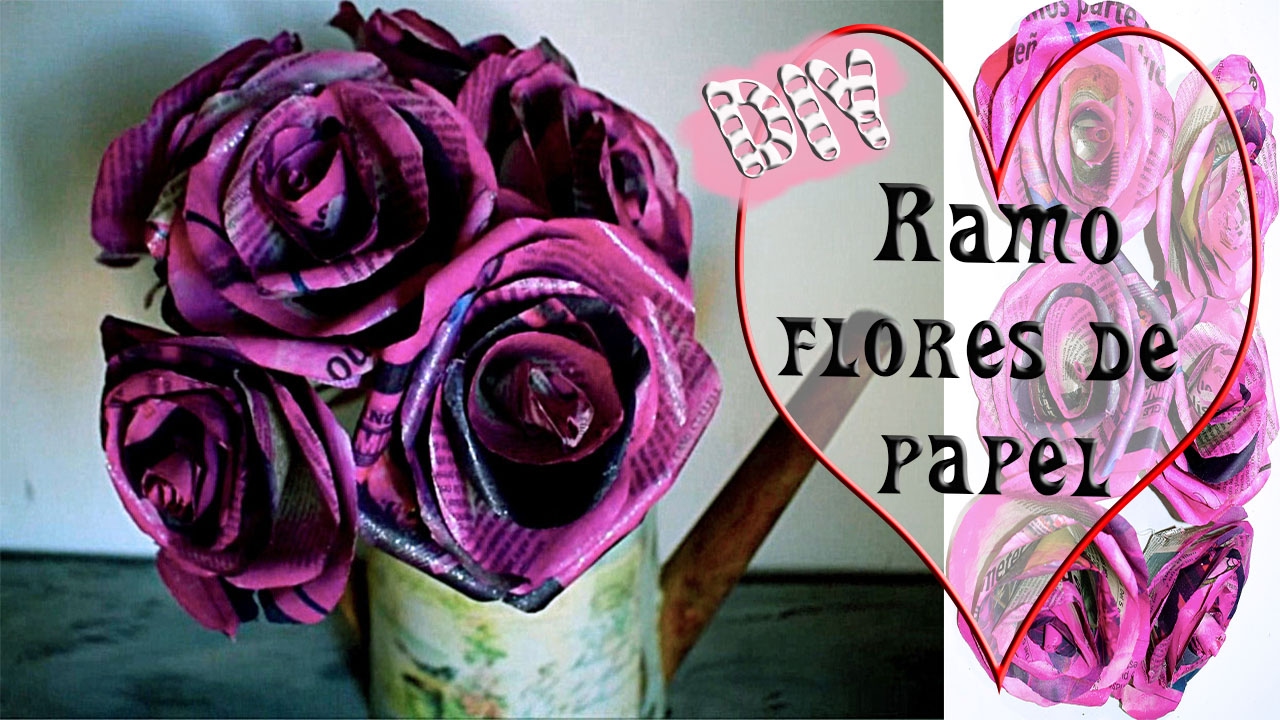 Cómo hacer un ramo de flores con papel de periódico - San Valentín