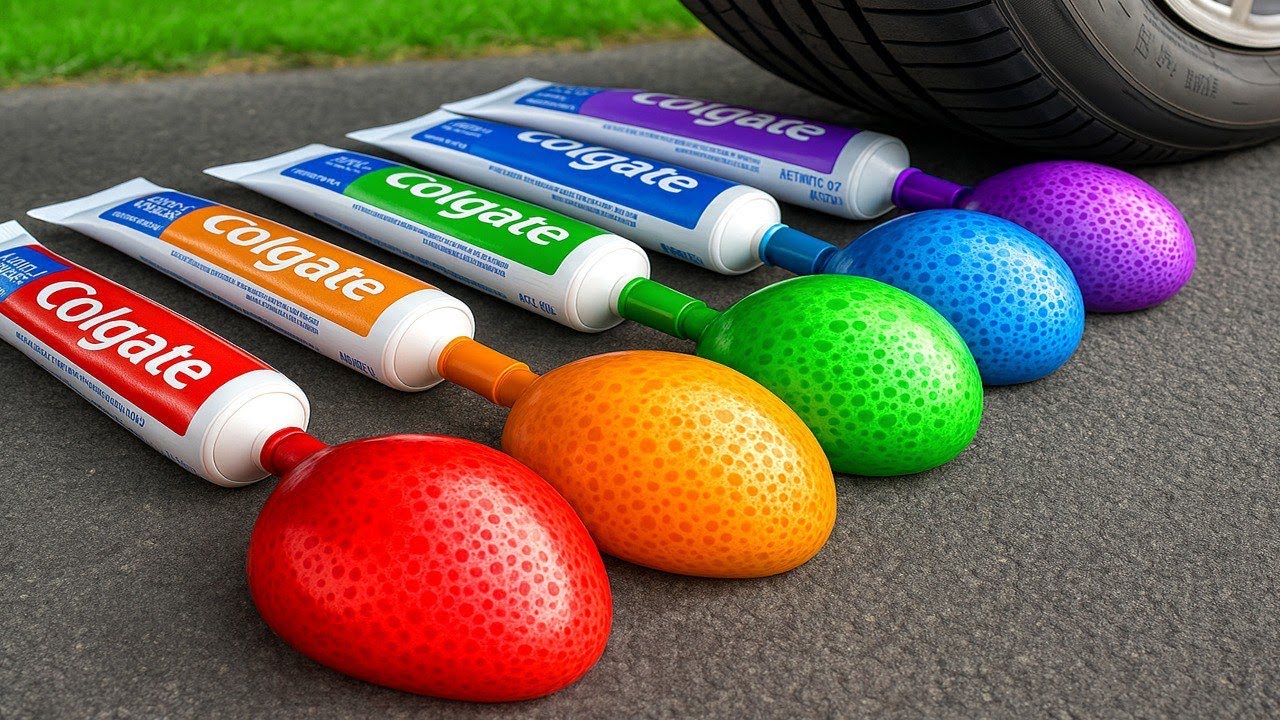 Crushing Real Experiments! &Car vs Crunchy Color Giant Toothpaste Balloons & Soft Things By Car asmr