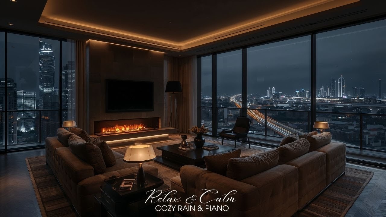 Urban Night Rain & Soft Piano 🌧️🌃 | Deep Sleep, Stress Relief, Quiet City Calm | 24/7