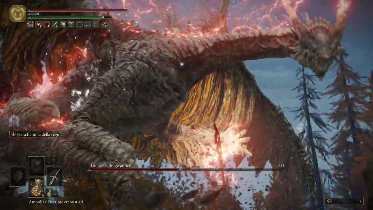 Elden Ring Ancient Dragon Lansseax Black Flame build (Antares)