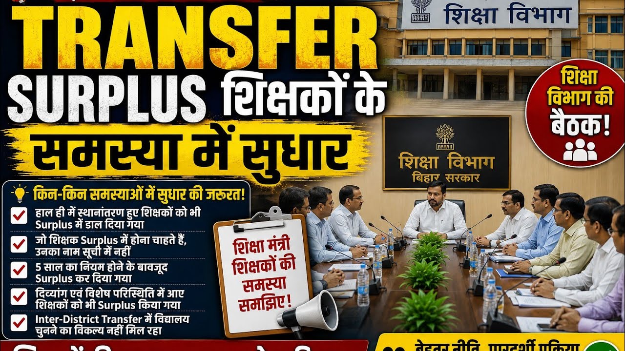 Bihar Teacher Transfer 2026: Major Controversy Over Surplus List! 5 Big Issues | Transfer Latest ...