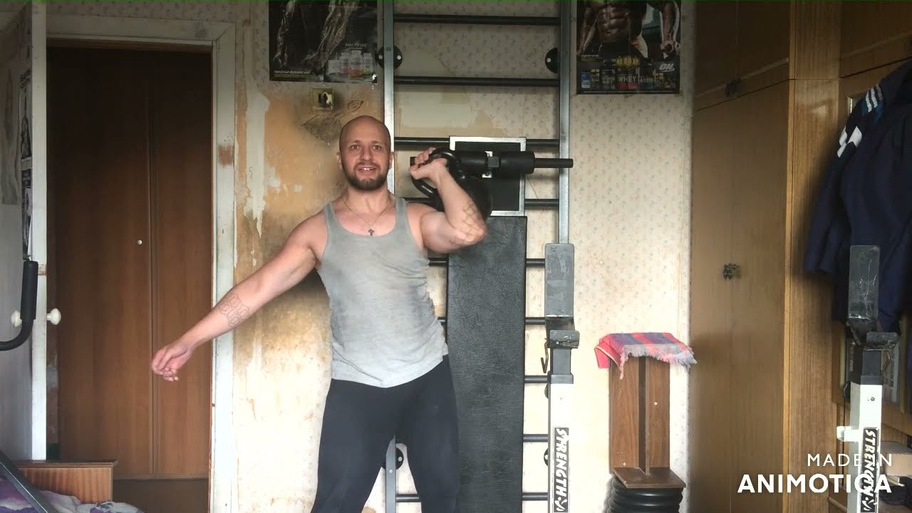 трастеры с гирей.супер упражнение для всего тела.
