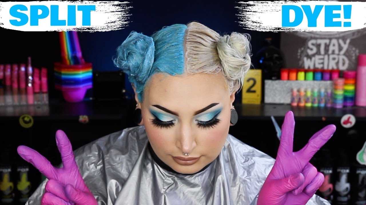 SPLIT HAIR DYE | HALF BLUE & HALF BLONDE