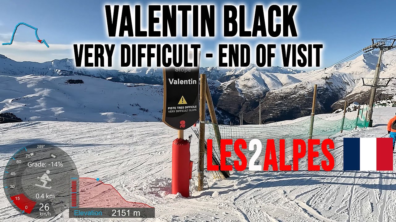 [4K] Skiing Les2Alpes, Valentin Black - Very Difficult Slope - End Of Visit, France, GoPro HERO13