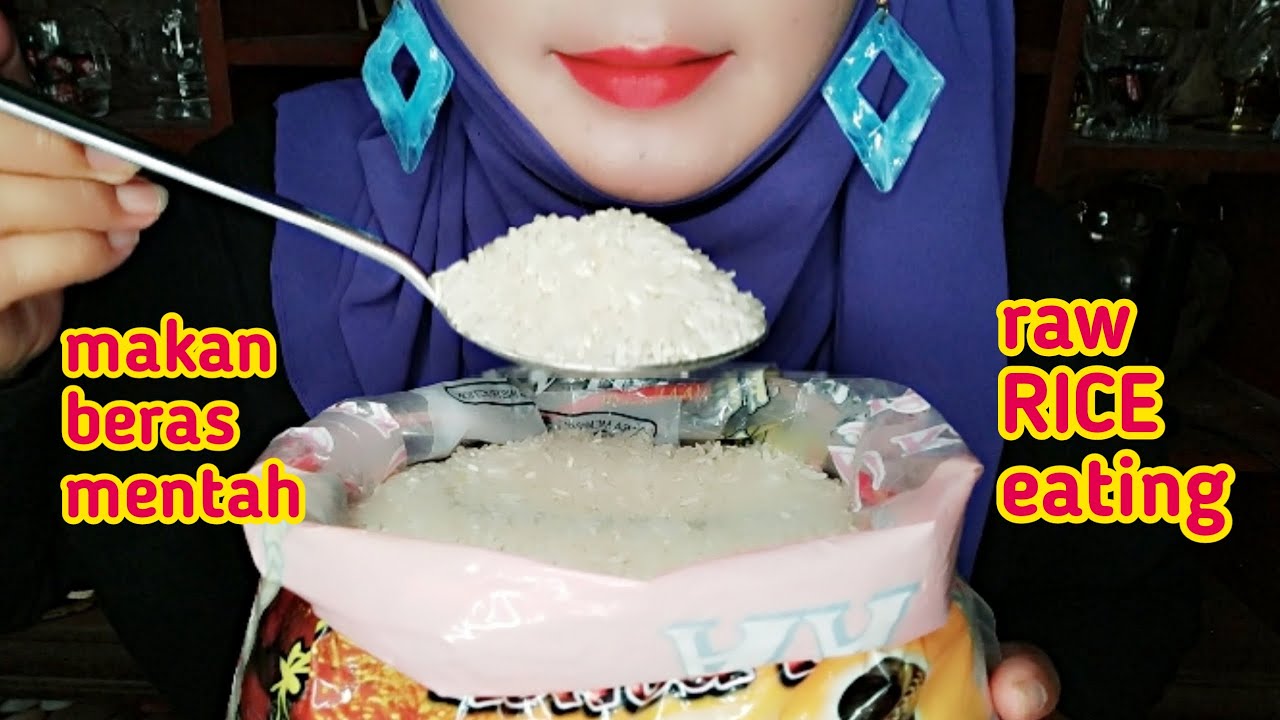 ASMR RAW RICE EATING SOUNDS | MAKAN BERAS WANGI KELISA EMAS AA | 生ご飯を食べる | 밥을 먹다 | 吃生米 #mukbang