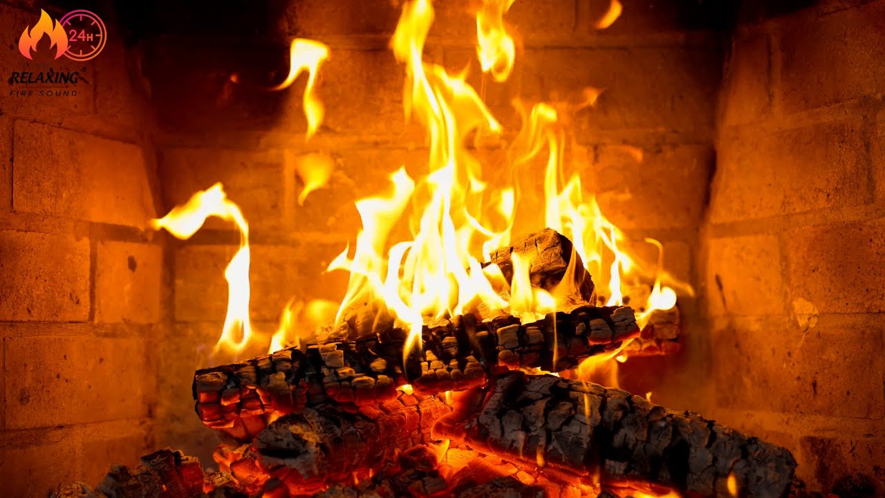 🔥 24H Warm Fireplace at Home: Burning Logs for Stress Relief