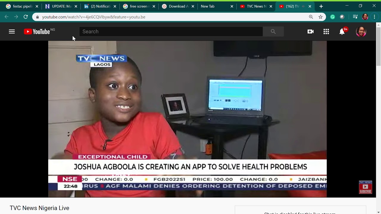 TVC News Feature on Joshua Agboola March 15th 2020