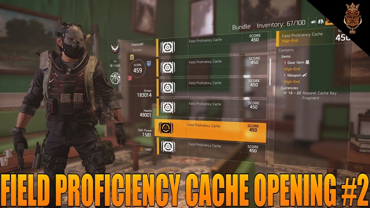 The Division 2 Gear Score 450 Field Proficiency Cache Opening