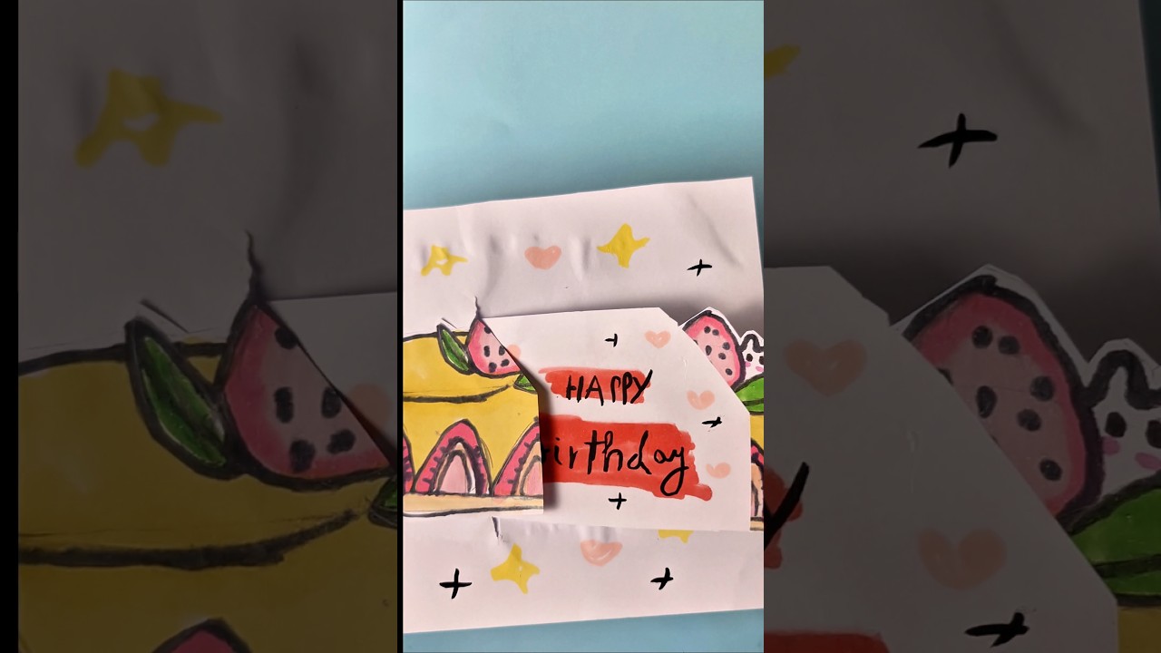 diy cute card 🎂✨️ #crafts#diy##cute#crads#shorts#markers#acrylicmarkers#craft