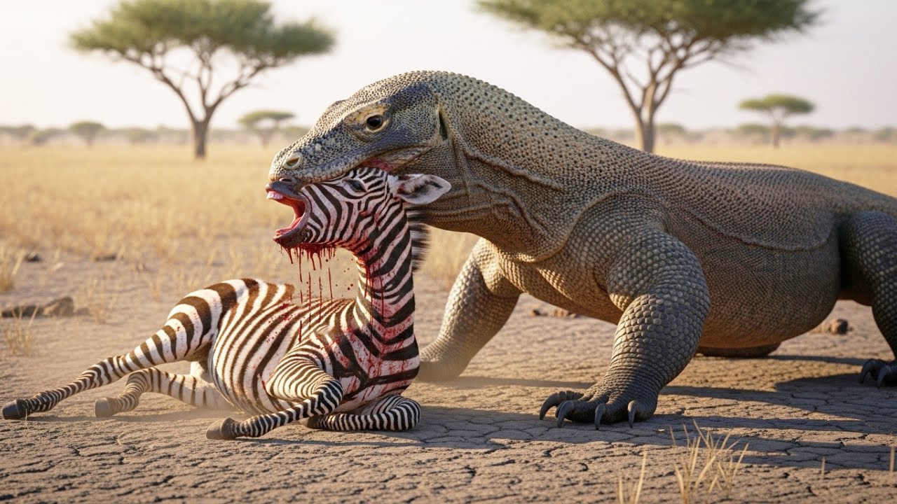 Komodo Dragon vs Zebra &ndash; The Deadliest Jungle Showdown | Epic Animal Clash