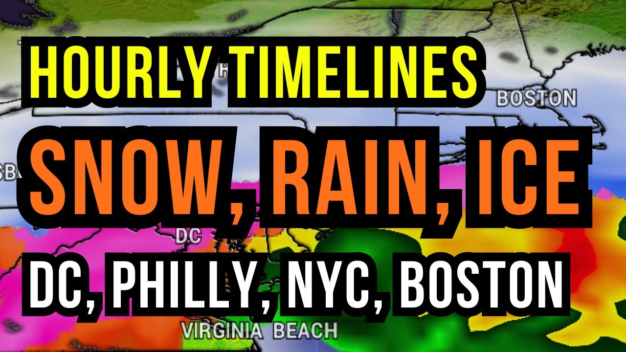 Hour-By-Hour Timeline, SNOW and ICE totals, Mid-Atlantic, New England, and Northeast