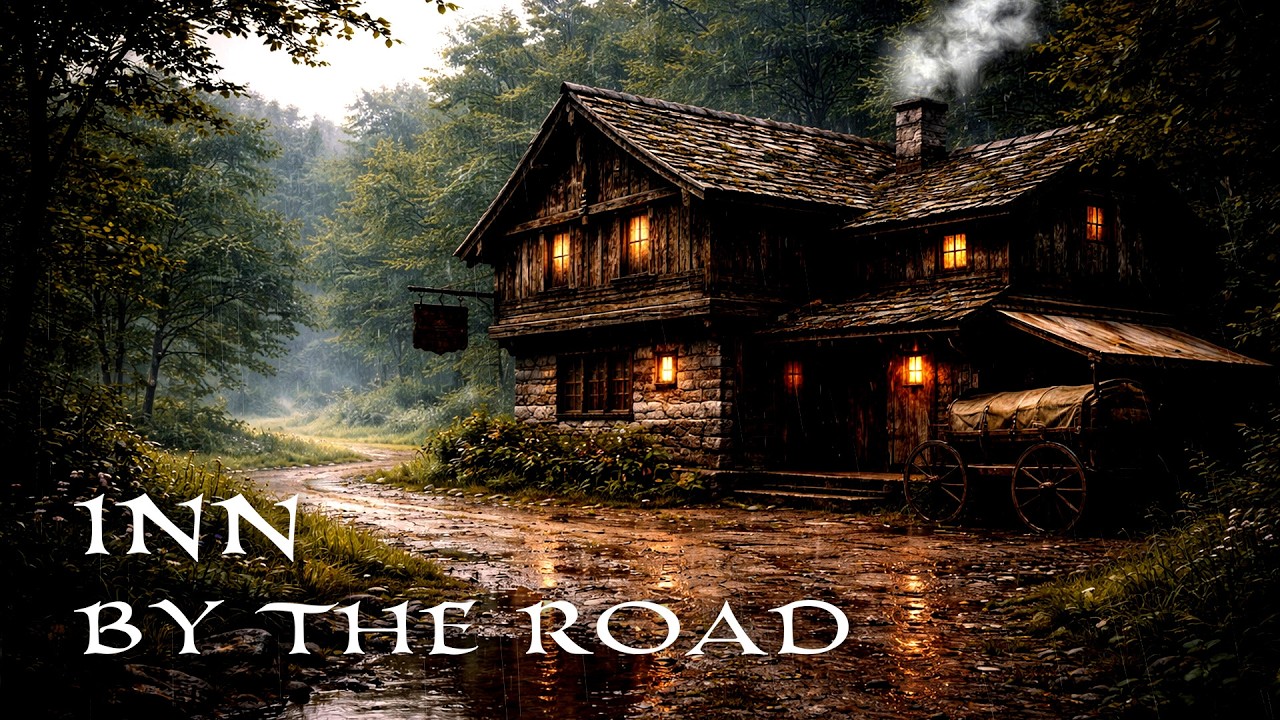 Rainy Roadside Inn | Medieval Spring Rain Ambience | 2 Hours