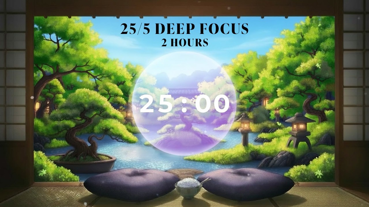 25/5 Pomodoro Timer ✨ Zen Garden 4 Seasons [2 Hours] Summer, Winter, Spring & Autumn Transitions
