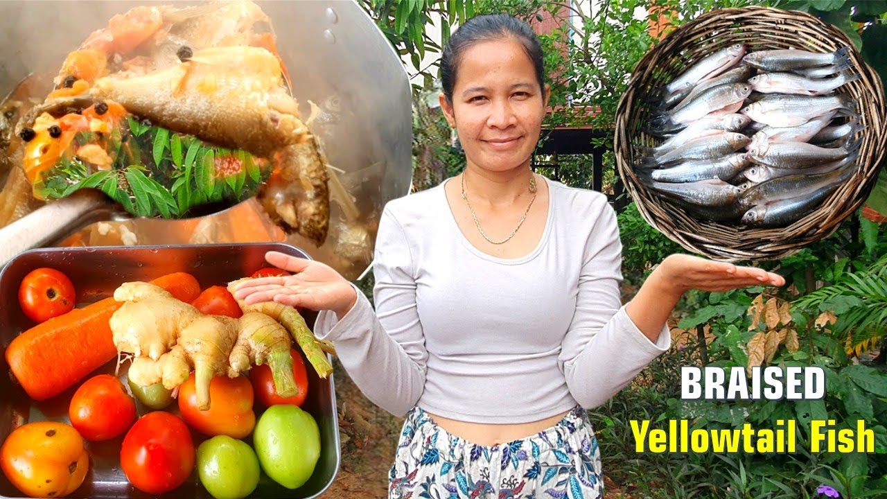 Authentic Khmer Braised Yellowtail Fish | Rural Southeast Asian Village Cooking