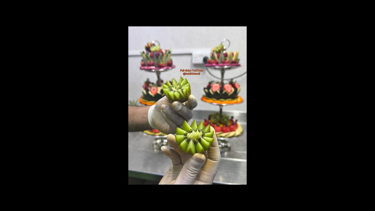 Beautiful 3 tier fruit decoration with Natural Rose colourful fruit platter ideas