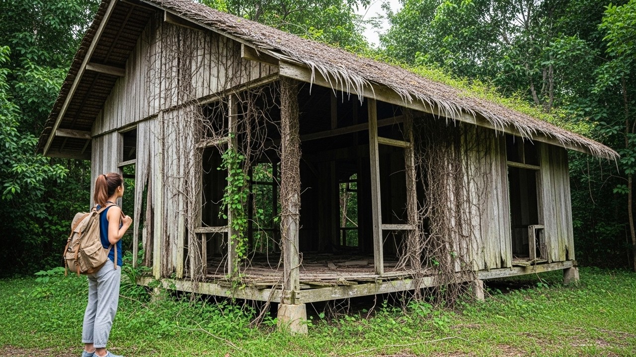 Young woman renovated a dilapidated, abandoned house deep in the forest into a dream home