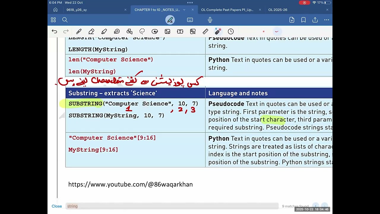 2210 /0478 Computer Science - String Handling | Class 15
