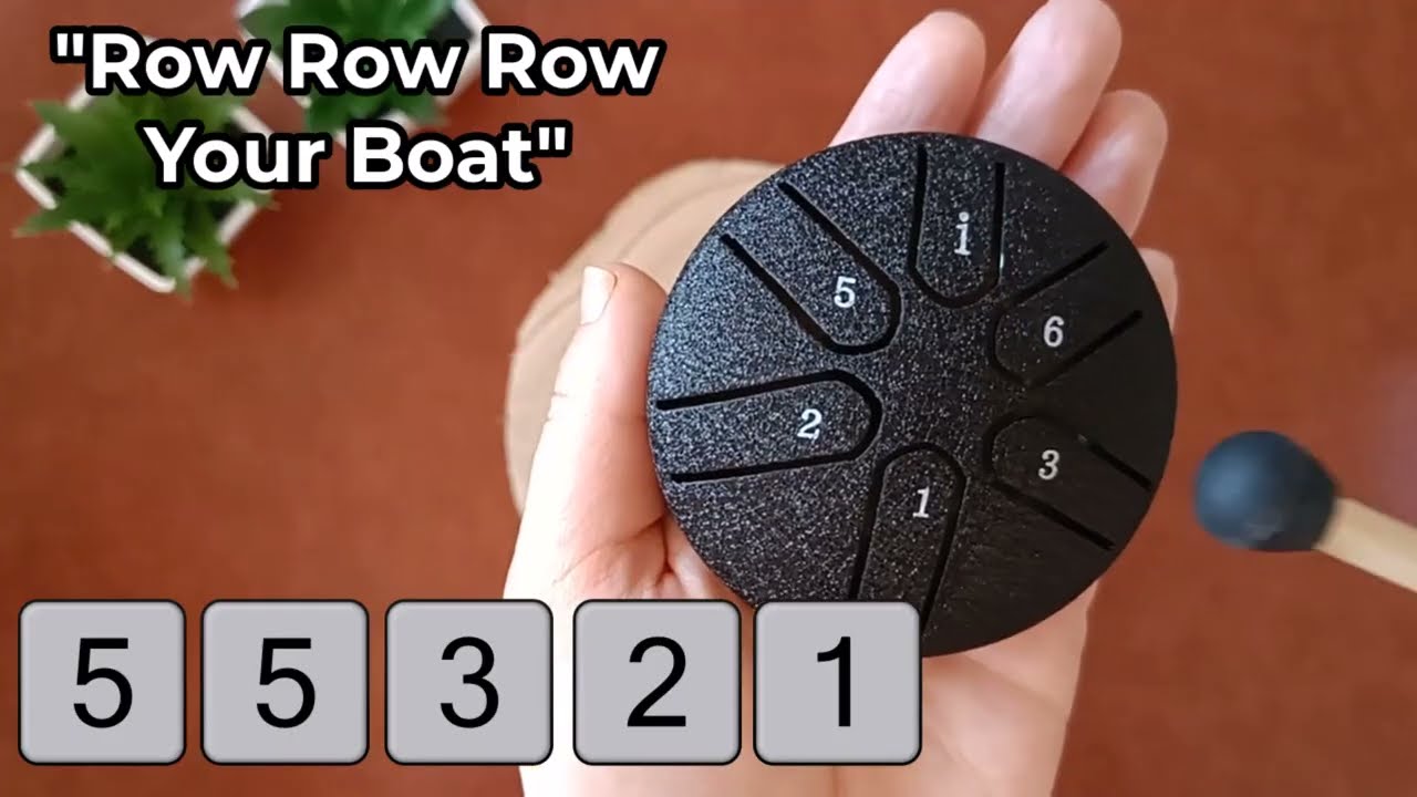 Easy Song for Mini Tongue Drum - Row Row Row Your Boat (6 Note Steel Drum Sheet Music)