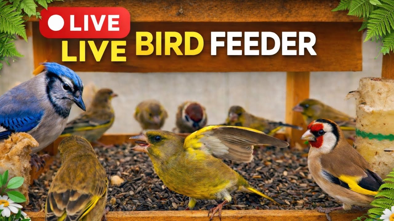 Bird Feeder Live Stream 🐦 | Wild Birds Eating Seeds | Nature Relax