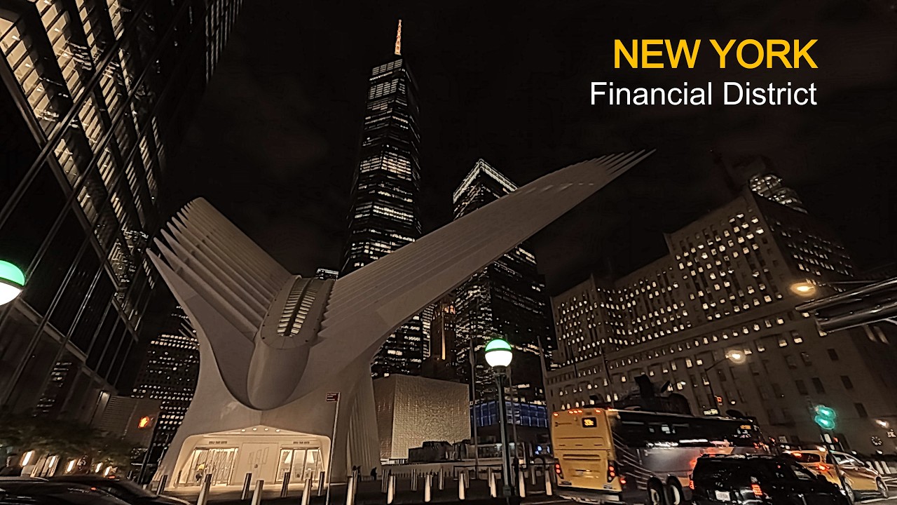 New York | A Night Walk Through the Financial District | NYC 4К 60fps