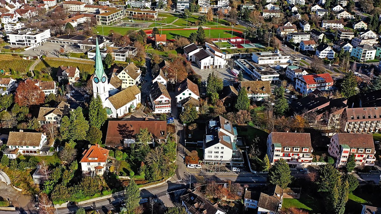 Drone Views of Switzerland in 4k: Zollikon