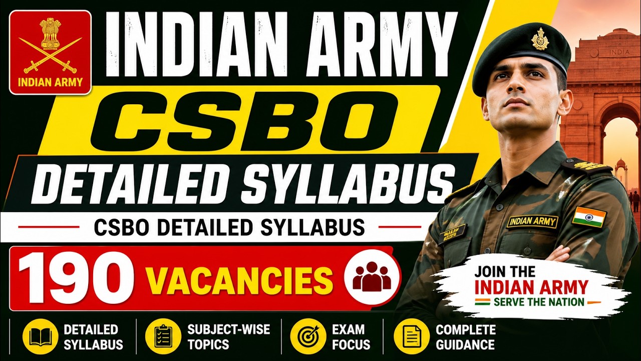 Indian Army CSBO & 95th SSC RVC Detailed Syllabus | CSBO Detailed Syllabus | New Vacancy Syllabus