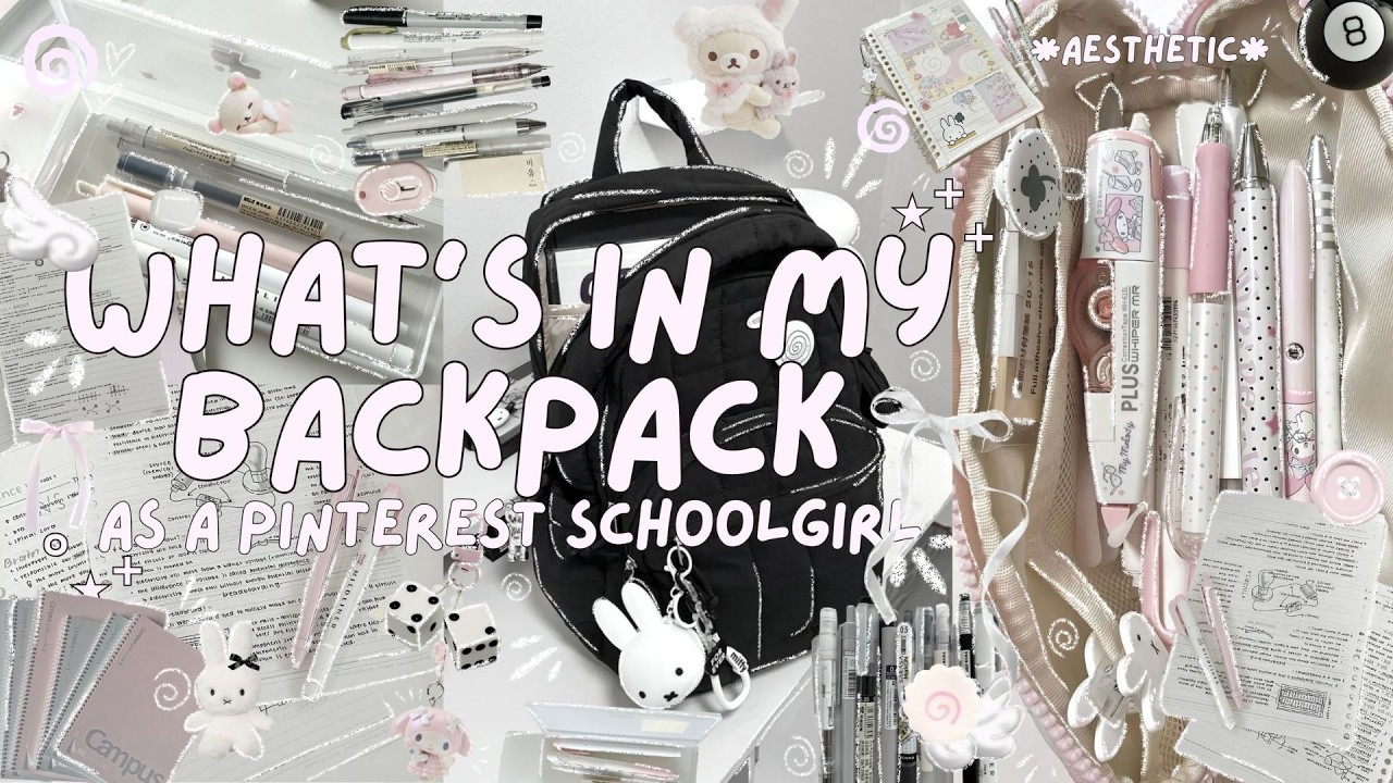 PINTEREST SCHOOLGIRL WHAT'S IN MY BACKPACK 🎧🖇️ | school essentials, pencil case, cute stationery