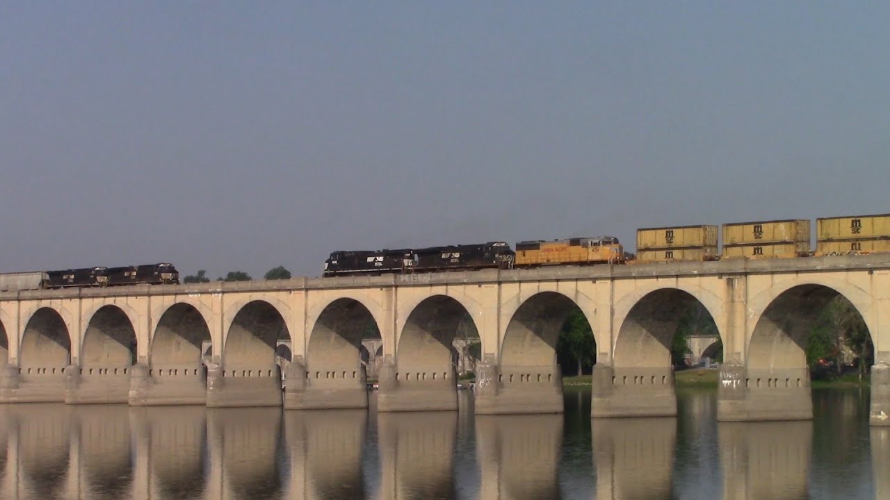 NS Trains Meet on the Reading Bridge in Harrisburg, PA   6/1/23