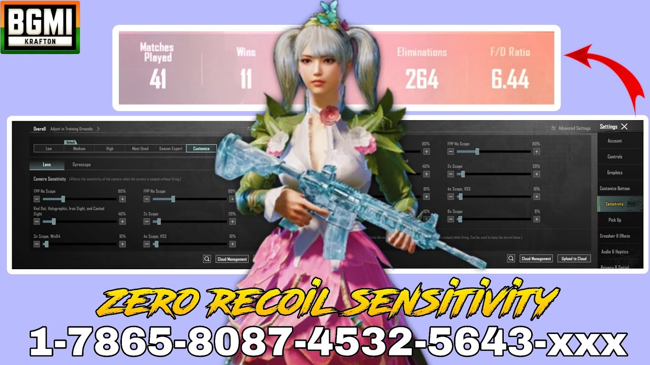ZERO RECOIL SENSITIVITY ✨ BGMI SENSITIVITY 🎮 ALL DEVICE WORK || @RecallingGaming 