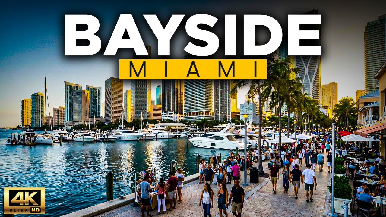 Miami's Bayside Marketplace Tour 4K  🇺🇸  | Waterfront Atmosphere & Urban Charm