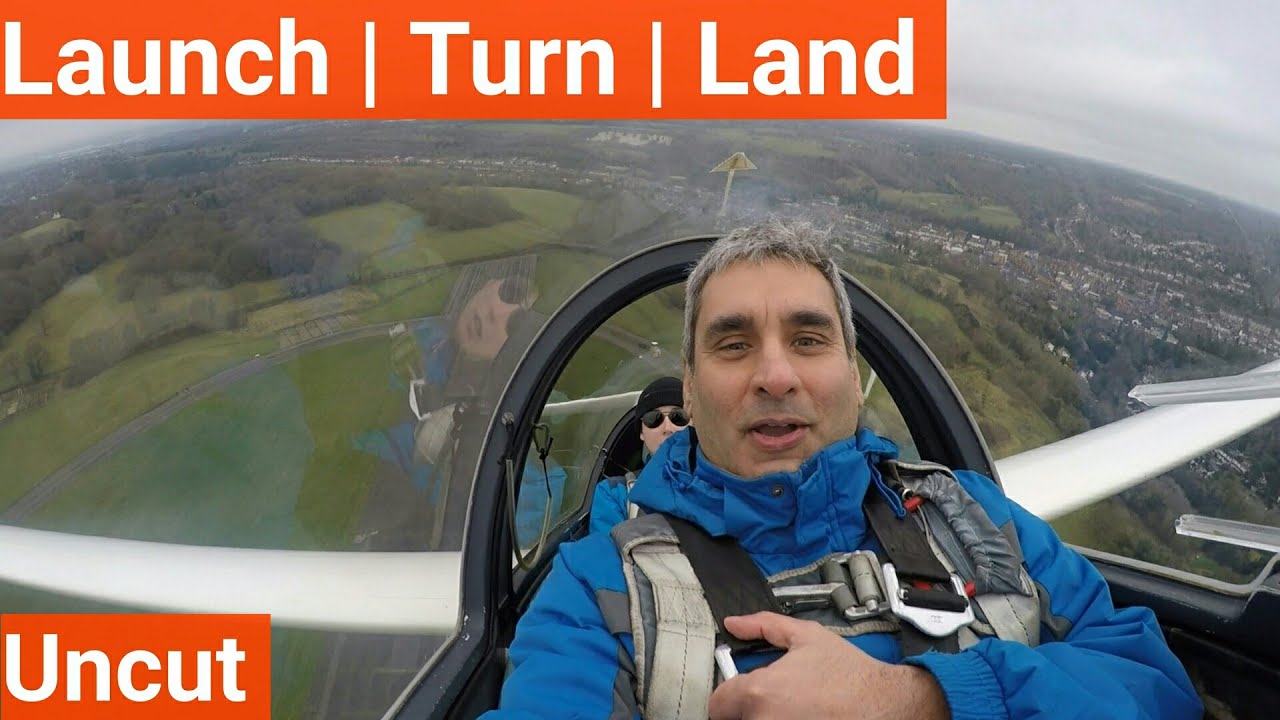 Full novice glider flight at RAF Kenley London | Winch launch, turn and land in 4 minutes