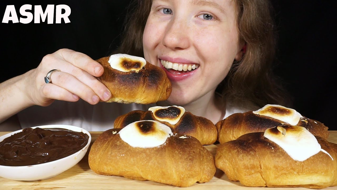 ASMR S'MORES CROISSANT MUKBANG (Collab With SaltedCaramel ASMR) EATING SOUNDS